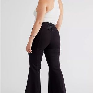 Free People CRVY Super High-Rise Lace-Up Flare Jeans